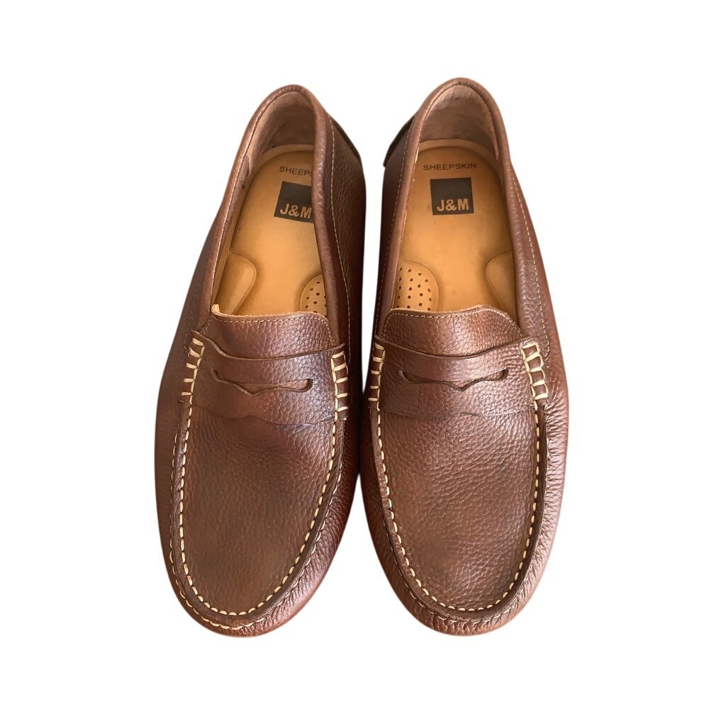 J&M Johnston Murphy Mens Brown Leather Flex Loafers Slip On Shoes Size 9M